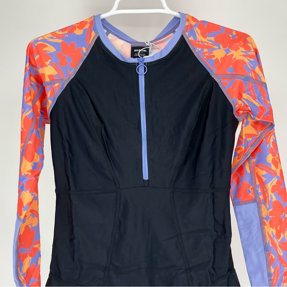 PRANA NWT MCKAYLA ONE PIECE SWIMSUIT IN BLACK COLORBLOCK MORNING GLORY MED LARGE - Picture 8 of 15
